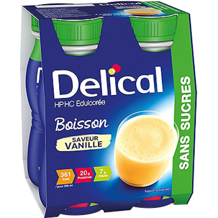 Delical Vanille Suikervrije Drank 4x200ml