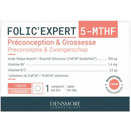Densmore Folic'Expert 5-MTHF Foliumzuur/Preconceptie/Zwangerschap Kuur 1 Maand 30 Tabletten