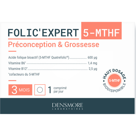 Densmore Folic'Expert 5-MTHF Foliumzuur Preconceptie & Zwangerschap Kuur 3 Maanden 90 Tabletten