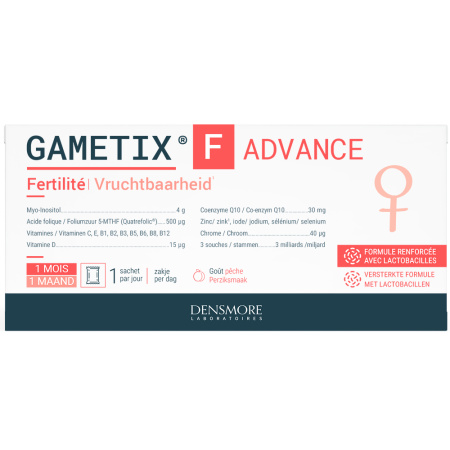 Densmore Gametix F Advance Vruchtbaarheid Myo-Inositol/Foliumzuur 5-MTHF/CoQ10/Probiotica 30 Zakjes