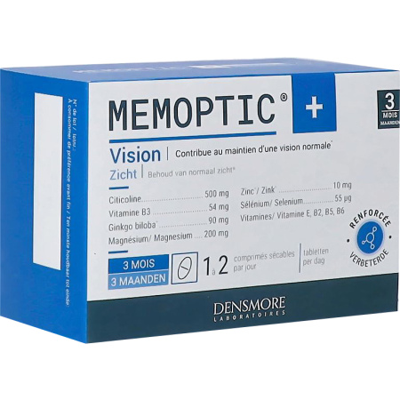 Densmore Memoptic+ Normaal Zicht/Geheugen/Concentratie Kuur 3 Maanden 90 Deelbare Tabletten