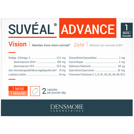 Densmore Suvéal Advance Zicht Luteïne/Zeaxanthine/Omega 3/Zink/Vitaminen Kuur 1 Maand 180 Capsules