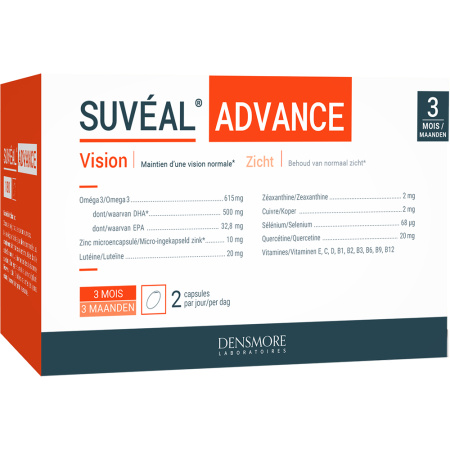 Densmore Suvéal Advance Zicht Luteïne/Zeaxanthine/Omega 3/Zink/Vitaminen Kuur 3 Maanden 180 Capsules