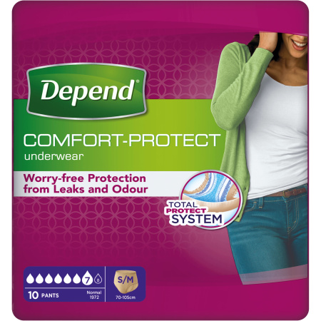 Depend Comfort-Protect Pants Voor Vrouwen Normal Maat S/M 10 Stuks