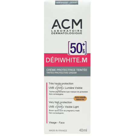 Depiwhite.M Beschermende Getinte Crème SPF50+ Gezicht Natuurlijke Tint Tube 40ml