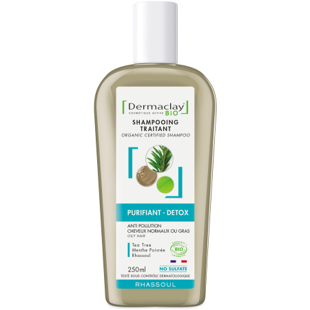 Dermaclay Shampoo Zuiverend Detox Vet Haar Bio Fles 250ml