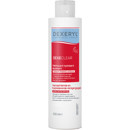 Dexeryl Dexeclear Hydraterende Kalmerende Reiniger Voor De Acne-Gevoelige Huid Fles 200ml