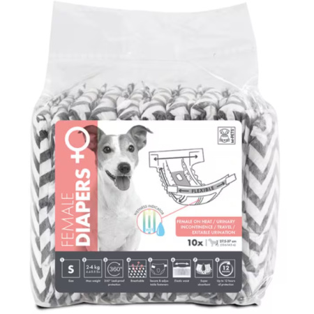Diapers Luierbroekje Voor Teef Maat S 27,5-37cm 2-4kg 10 Stuks
