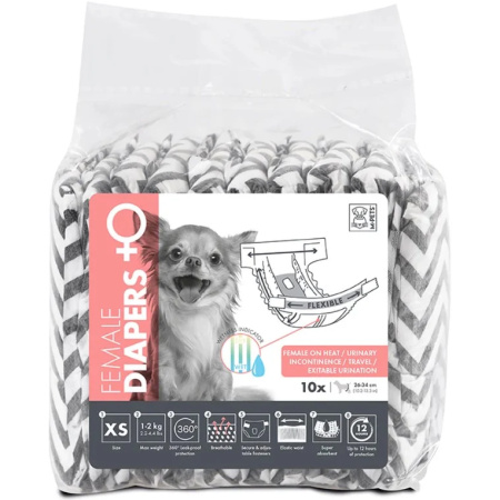 Diapers Luierbroekje Voor Teef Maat XS 26-34cm 1-2kg 10 Stuks