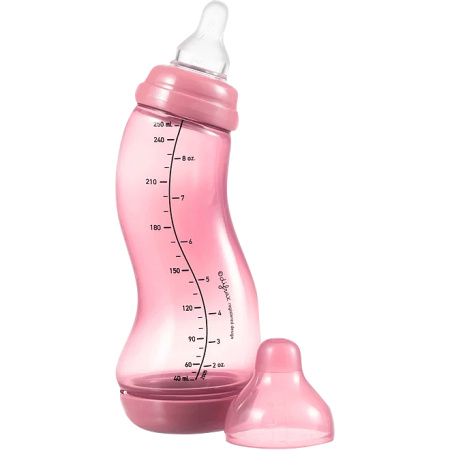 Difrax Biberon-S Natural Glazen Fles Rose 250ml 1 Stuk