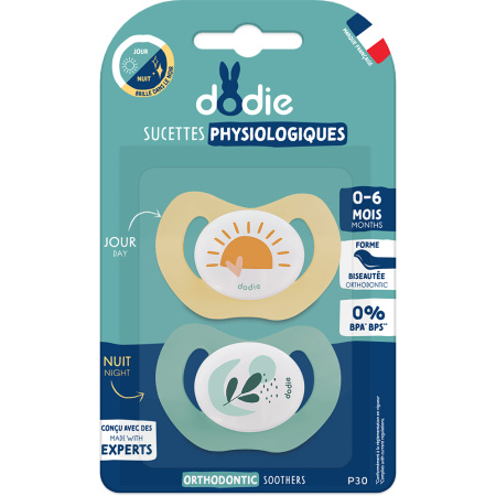 Dodie Fopspeen 0-6 Maanden Duo Fysio Dag/Nacht 2 Stuks