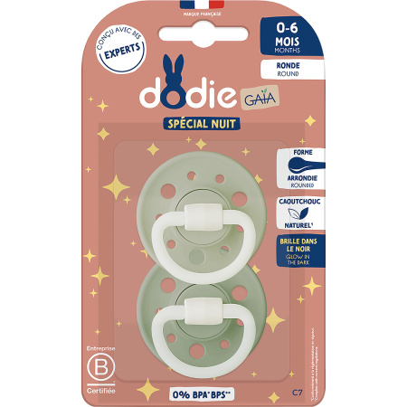 Dodie Fopspeen Gaia 0-6 Maanden Duo Nacht Tuin C7 2 Stuks