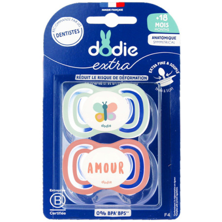 Dodie Fopspenen +18 Maanden Duo Dag Extra Smile Roze F4 2 Stuks