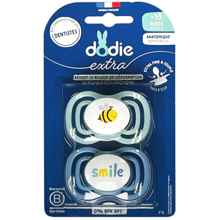 Dodie Fopspenen +18 Maanden Duo Dag Extra Smile Blauw F5 2 Stuks