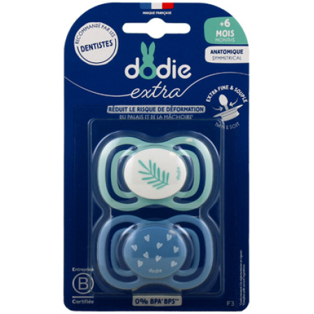 Dodie Fopspenen +6 Maanden Duo Dag Extra Nature Blauw F3 2 Stuks