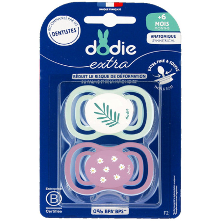 Dodie Fopspenen +6 Maanden Duo Dag Extra Nature Roze F2 2 Stuks