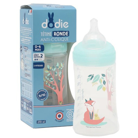 Dodie Zuigfles Initiation+ Transparant 0-6 Maand 3 Snelheden Debiet 2 Valentin Groen 270ml