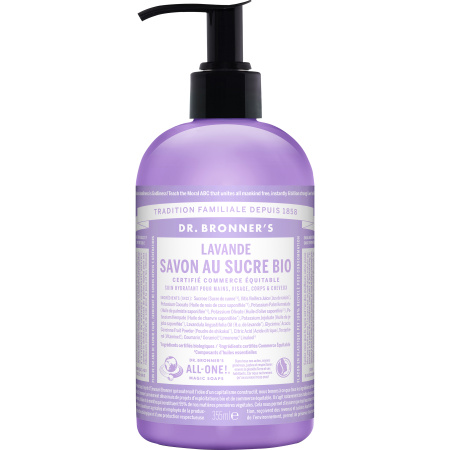 Dr Bronner's Suiker Zeep Lavendel Bio Pompfles 355ml