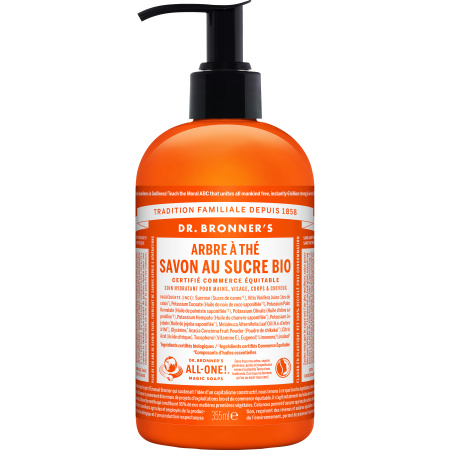Dr Bronner's Suiker Zeep Tea Tree Pompfles 355ml