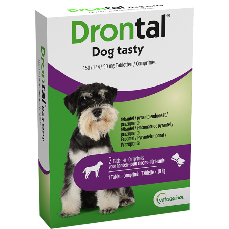 Drontal Dog Tasty 150/144/50mg Gemengde Infecties Nematoden En Cestoden Hond 2 Tabletten