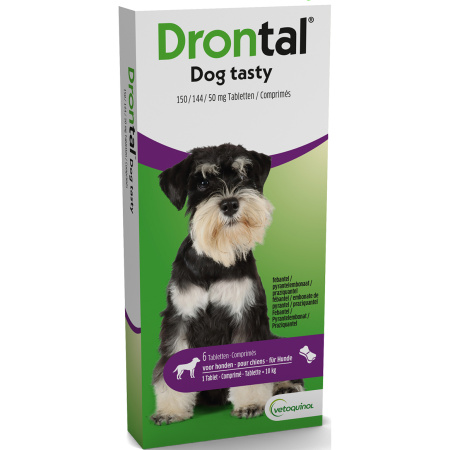Drontal Dog Tasty 150/144/50mg Gemengde Infecties Nematoden En Cestoden Hond 6 Tabletten