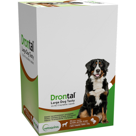 Drontal Large Dog Tasty 525/504/175mg Gemengde Infecties Nematoden Cestoden Honden 24 Tabletten