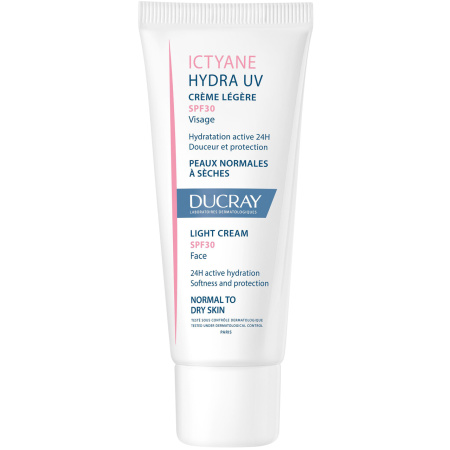 Ducray Ictyane Hydra UV Light Gezichtscrème SPF30 Normale Tot Droge Huid Tube 40ml
