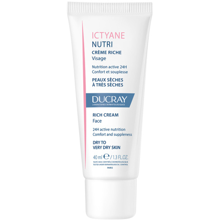 Ducray Ictyane Nutri Rijke Crème Gezicht Droge Tot Zeer Droge Huid Tube 40ml
