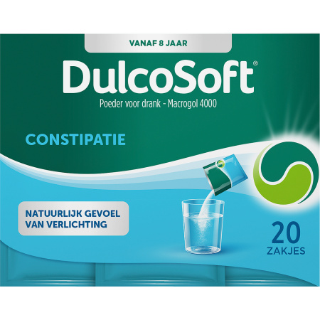 DulcoSoft Poeder Voor Drank Macrogol 4000 Constipatie Laxeermiddel Zonder Smaakstoffen Zakjes 20x10g