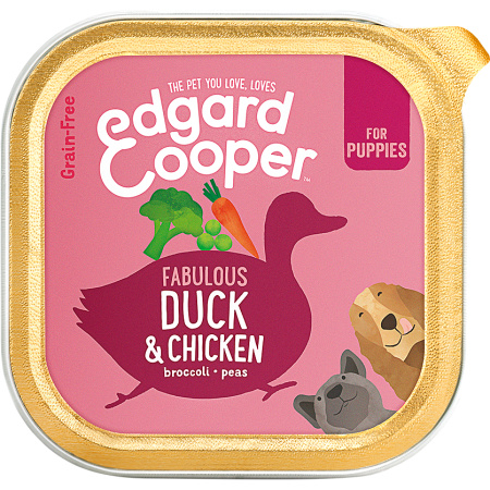 Edgard & Cooper Patébakje Voor Puppy's Eend & Kip 100g