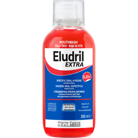 Oral Care Eludril Extra Mondspoeling Antibacterieel Behandeling 0,20% Chlorhexidine 300ml
