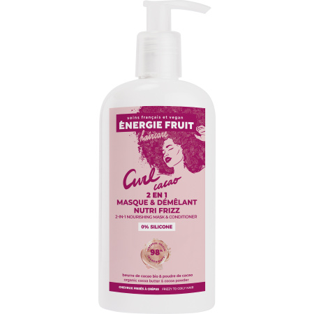 Energie Fruit 2in1 Intense Voedende Masker En Ontklitter Krullend Tot Kroeshaar Bio Pompfles 300ml