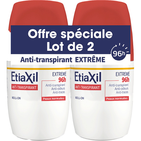 Etiaxil Anti-Transpirant Deodorant Matige Tot Extreme Transpiratie 96h Werkzaamheid Roll-On 2x50ml