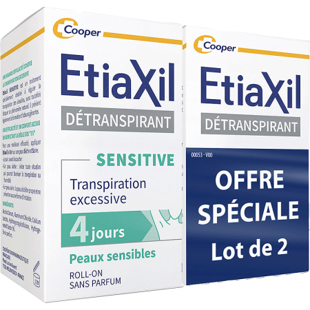Etiaxil Deodorant Antitranspirant Overmatige Okseltranspiratie Sensitive 4 Dagen Bescherming 2x15ml