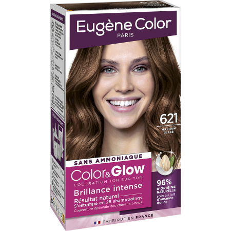 Eugène Color Color&Glow Toon-Op-Toon Kleuring Intense Glans N°621 Gekonfijte Bruin 1 Kit
