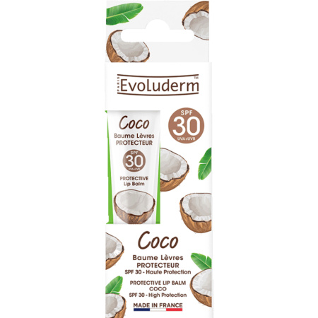 Evoluderm Beschermende Lippenbalsem SPF30 Kokos 15ml