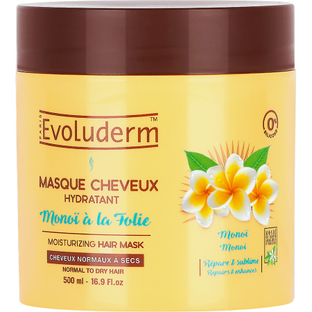 Evoluderm Hydraterend Haarmasker Monoï À La Folie Normaal Tot Droog Haar Pot 500ml