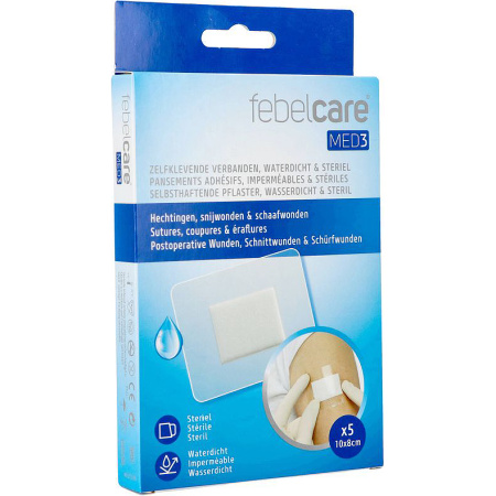 Febelcare Med3 Steriele Waterdichte Kleefverbanden 8x10cm 5 Stuks