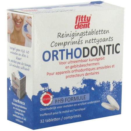 Fittydent Orthodontic Reinigingstabletten Uitneembaar Kungstgebit En Gebitsbeschermers 32 Stuks