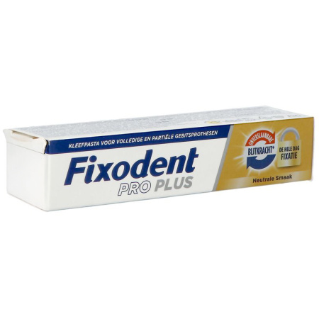 Fixodent Pro Plus Kleefcrème Voor Volledige En Gedeeltelijke Gebitsprothesen Neutrale Smaak 40g