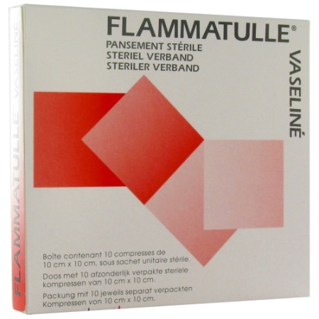Flammatulle Steriel Vaselineverband 10x10cm Stuks 10