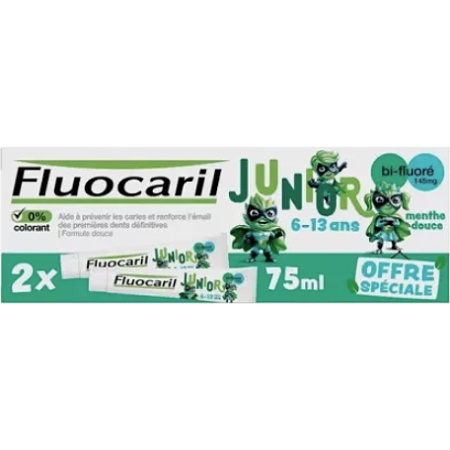 Fluocaril Junior Tandpasta 6-12 Jaar Pepermunt Tube 2x75ml
