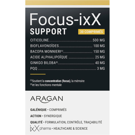 ixX Pharma Focus iXxX Support Geheugen Concentratie Bacopa Ginkgo & Citicoline 30 Tabletten