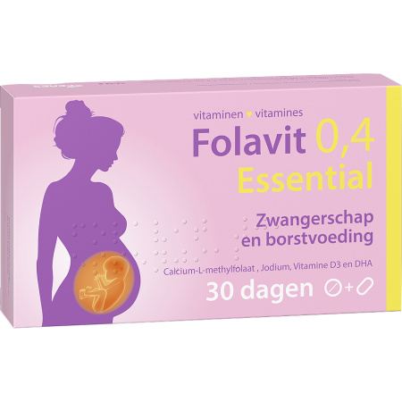 Folavit 0,4mg Essential Foliumzuur Zwangerschap En Borstvoeding 30 Tabletten + 30 Capsules
