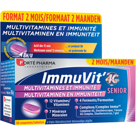 Fortépharma ImmuVit 4G Senior Formaat 2 Maanden 60 Tabletten 25% Gratis