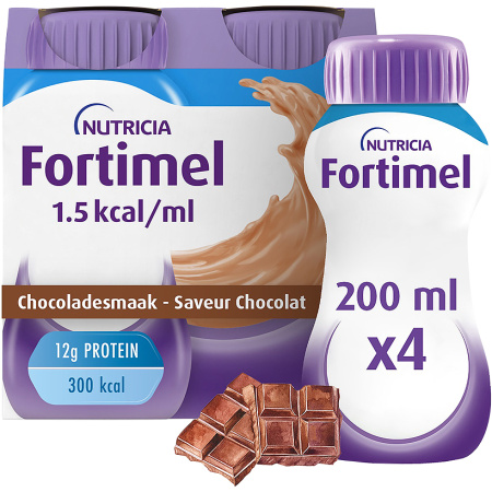 Fortimel 1.5kcal Chocoladesmaak Voedingssupplement Ondervoeding Flessen 4x200ml