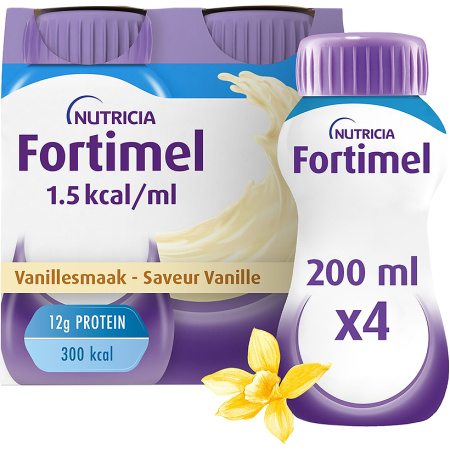 Fortimel 1.5kcal Vanillesmaak Voedingssupplement Ondervoeding Flessen 4x200ml