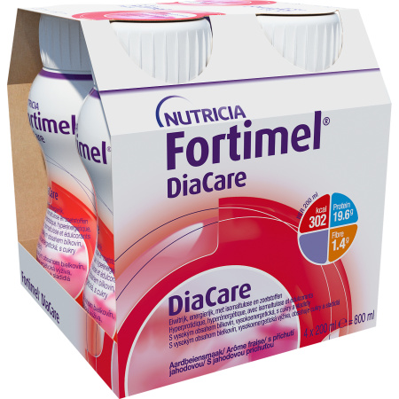 Fortimel DiaCare Aardbeiensmaak Voedingssupplement Ondervoeding Flessen 4x200ml