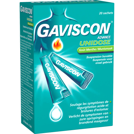 Gaviscon Advance Unidose Suspensie Voor Oraal Gebruik Muntsmaak Zakjes 20x10ml