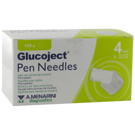 Glucoject Pennennaalden 4mm x 32G 100 Stuks